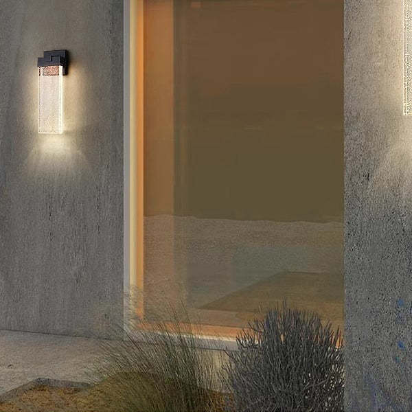 Minimalist Rectangle Aluminum Bubble Crystal LED Wall Sconce