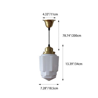 Vintage Cylinder Pagoda Brass Glass Pendant Light — 220V-240V For UK/AU