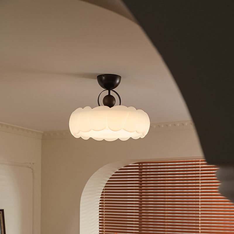 Mid-Century Iron Acrylic Petal LED Semi-Flush Ceiling Light