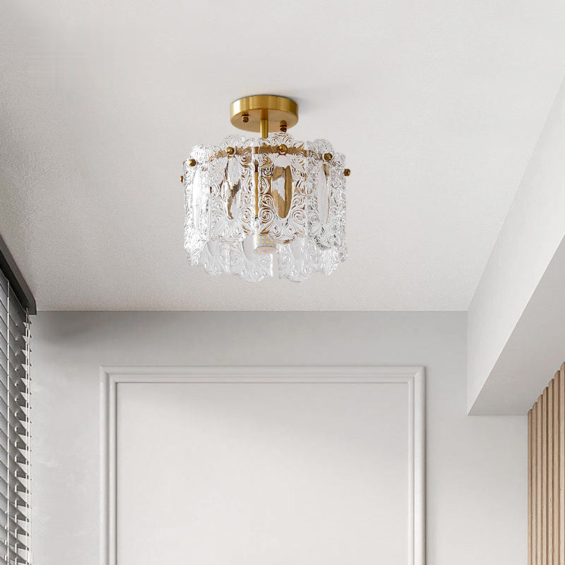 French Copper Lace Round 1-Light Ceiling Light