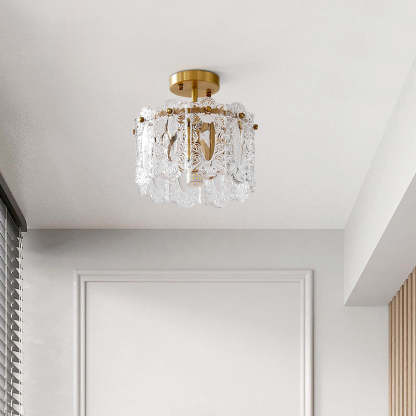 French Copper Lace Round 1-Light Ceiling Light