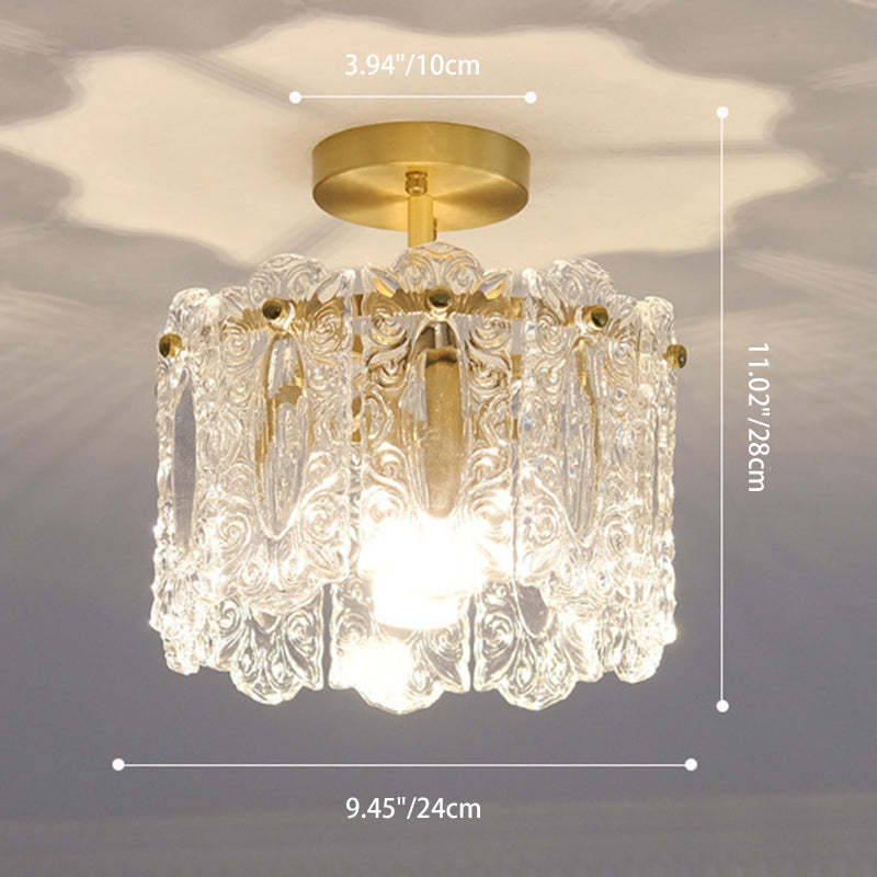 French Copper Lace Round 1-Light Ceiling Light