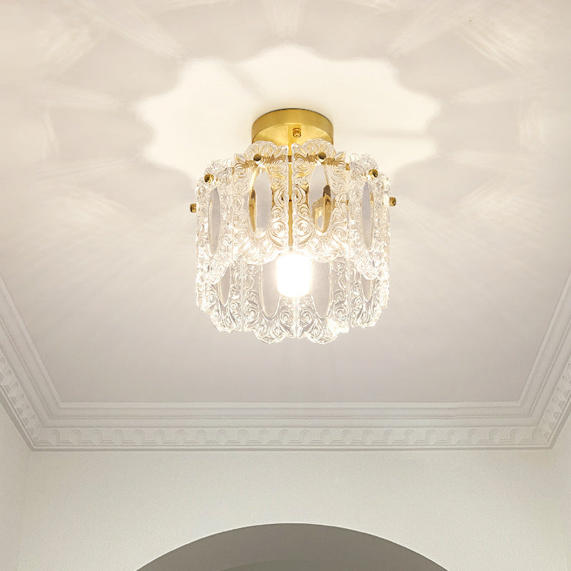 French Copper Lace Round 1-Light Ceiling Light