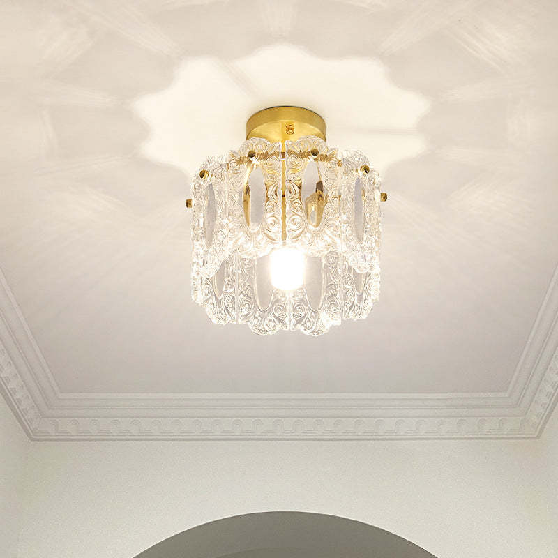 French Copper Lace Round 1-Light Ceiling Light
