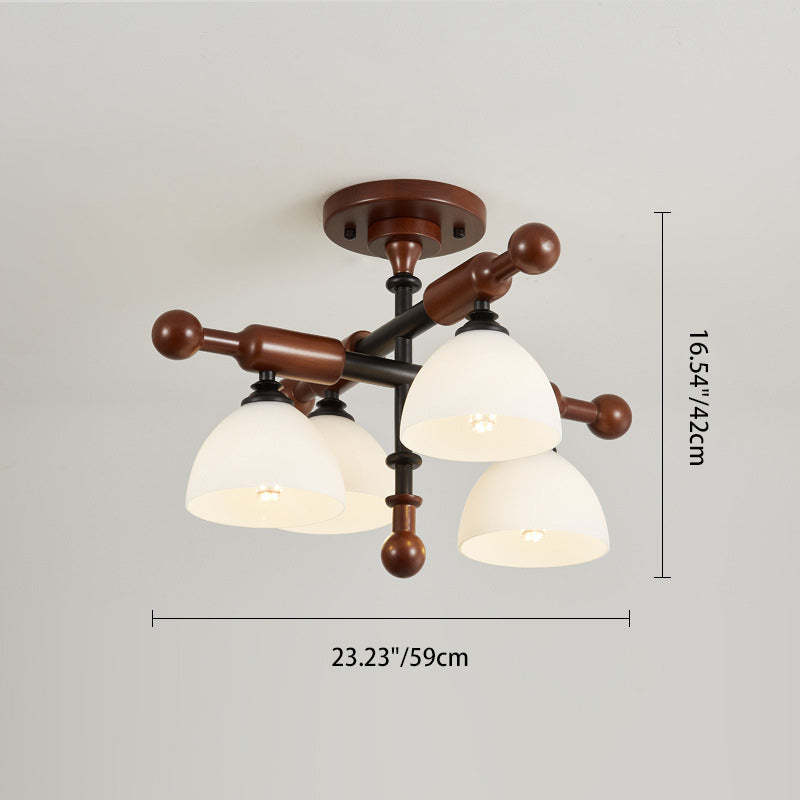 French Wood Branch Bowl 4/6/8-Light Ceiling Light — 6 / 220V-240V For UK/AU