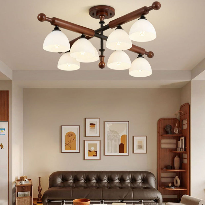 French Wood Branch Bowl 4/6/8-Light Ceiling Light