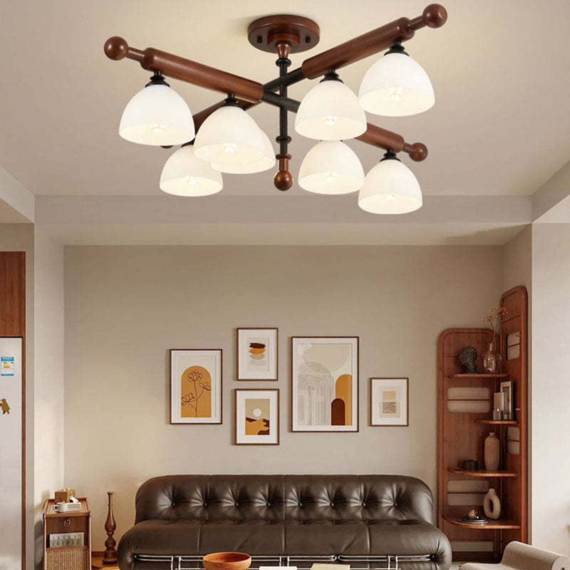 French Wood Branch Bowl 4/6/8-Light Ceiling Light