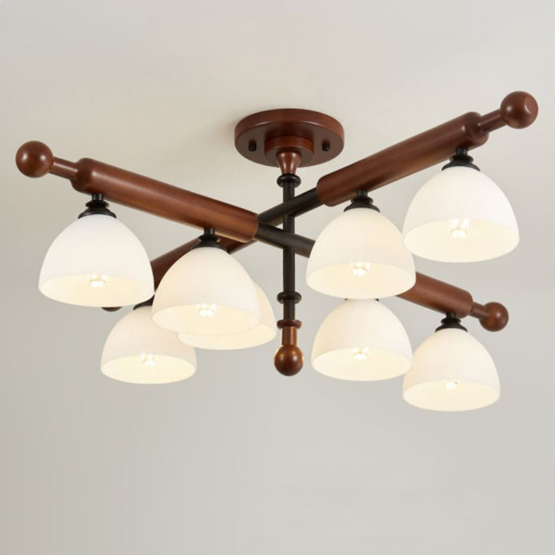 French Wood Branch Bowl 4/6/8-Light Ceiling Light