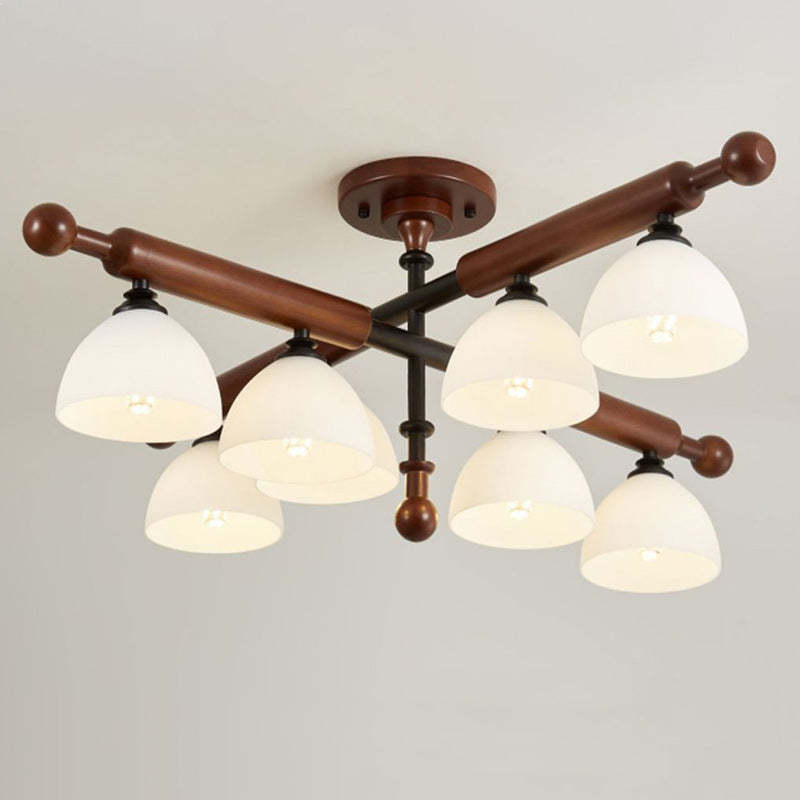 French Wood Branch Bowl 4/6/8-Light Ceiling Light