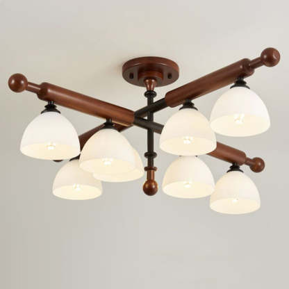French Wood Branch Bowl 4/6/8-Light Ceiling Light
