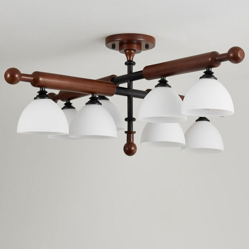 French Wood Branch Bowl 4/6/8-Light Ceiling Light