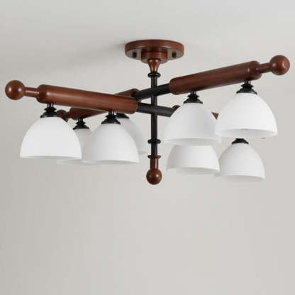 French Wood Branch Bowl 4/6/8-Light Ceiling Light