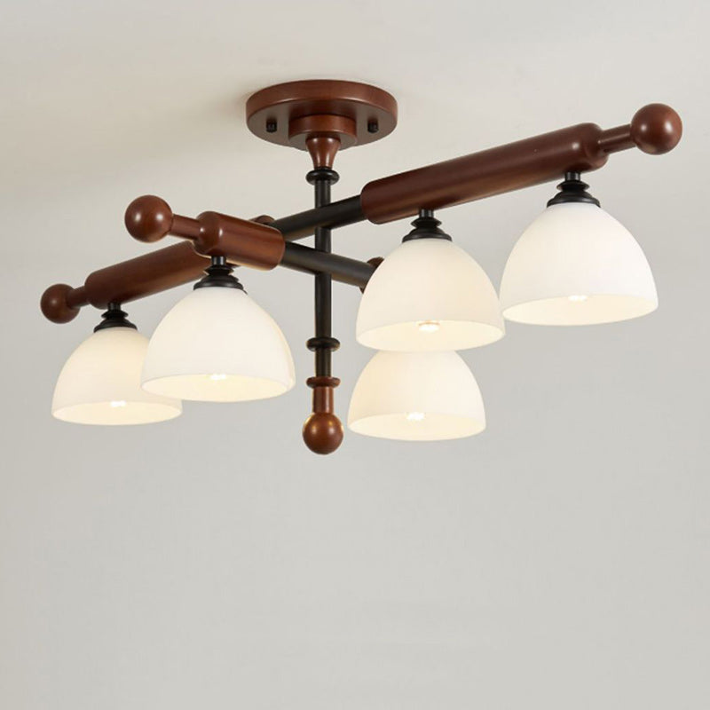 French Wood Branch Bowl 4/6/8-Light Ceiling Light