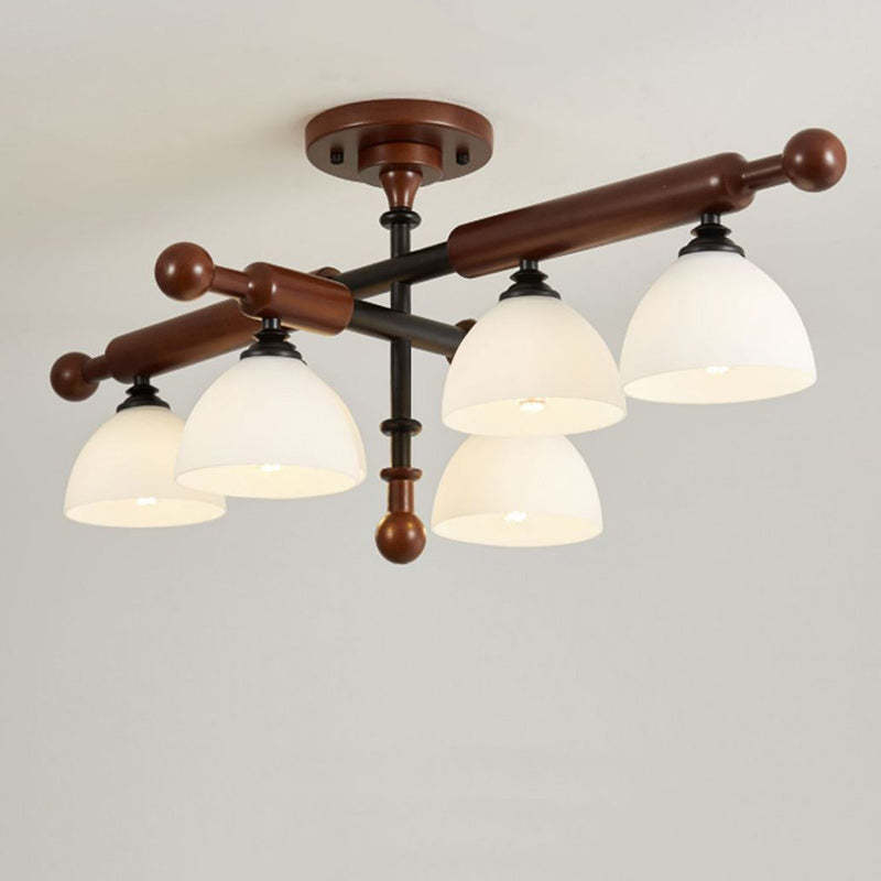 French Wood Branch Bowl 4/6/8-Light Ceiling Light