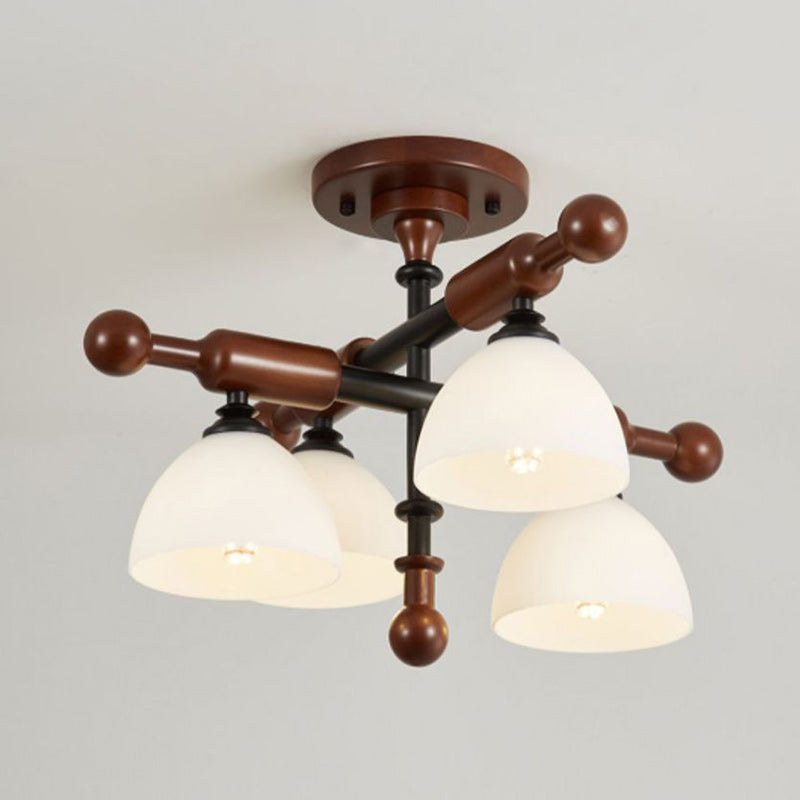 French Wood Branch Bowl 4/6/8-Light Ceiling Light