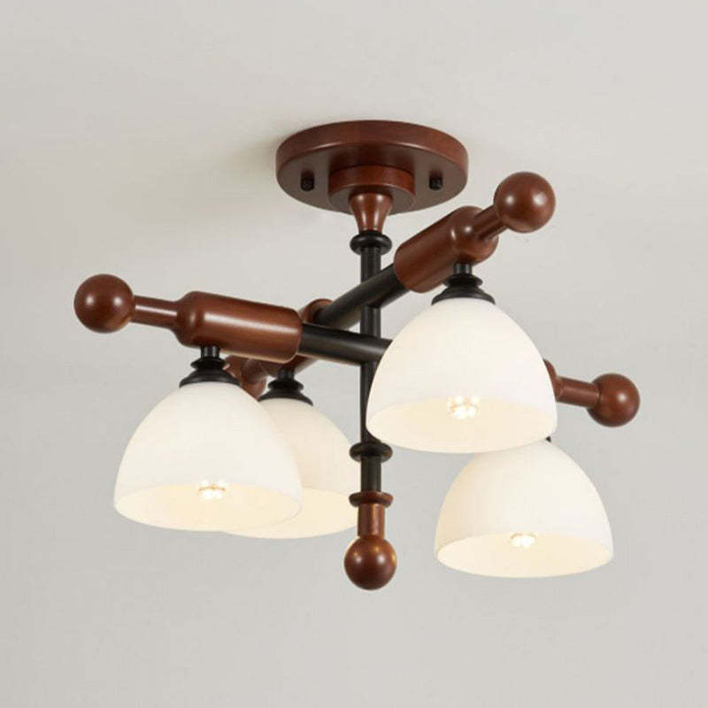 French Wood Branch Bowl 4/6/8-Light Ceiling Light