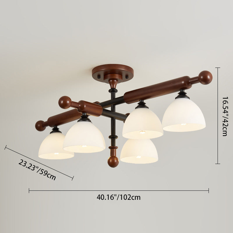 French Wood Branch Bowl 4/6/8-Light Ceiling Light — 8 / 110V-120V For US/CA