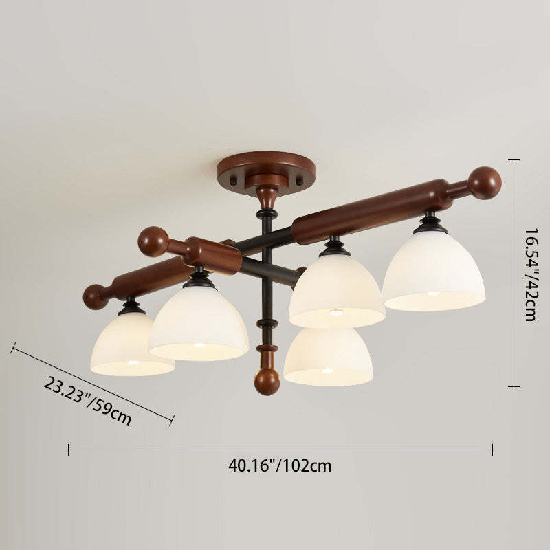 French Wood Branch Bowl 4/6/8-Light Ceiling Light — 8 / 110V-120V For US/CA