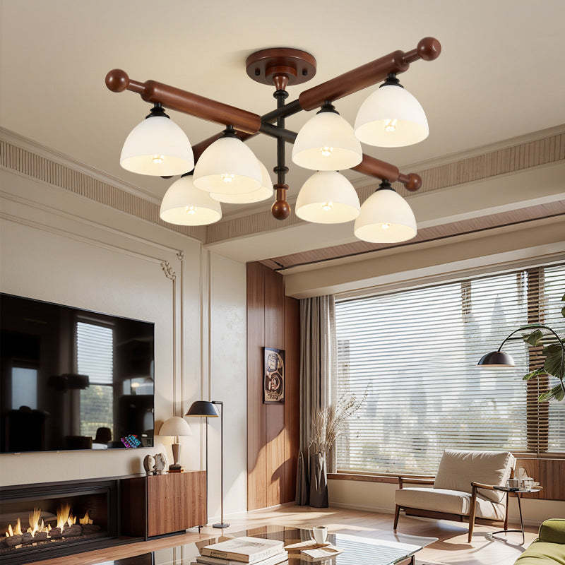 French Wood Branch Bowl 4/6/8-Light Ceiling Light