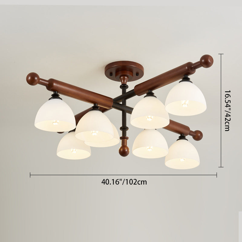 French Wood Branch Bowl 4/6/8-Light Ceiling Light — 8 / 220V-240V For UK/AU