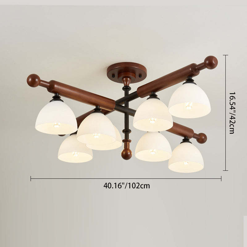 French Wood Branch Bowl 4/6/8-Light Ceiling Light — 8 / 220V-240V For UK/AU