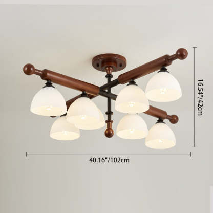 French Wood Branch Bowl 4/6/8-Light Ceiling Light — 8 / 220V-240V For UK/AU