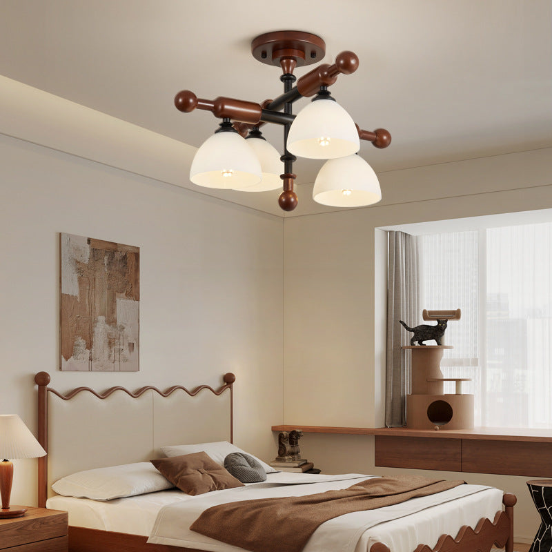 French Wood Branch Bowl 4/6/8-Light Ceiling Light