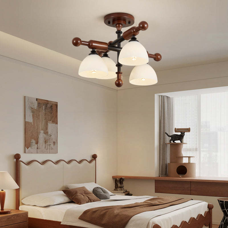 French Wood Branch Bowl 4/6/8-Light Ceiling Light
