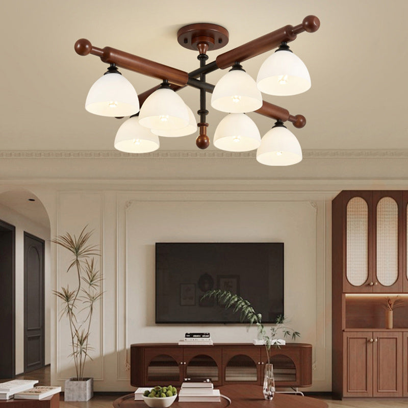 French Wood Branch Bowl 4/6/8-Light Ceiling Light
