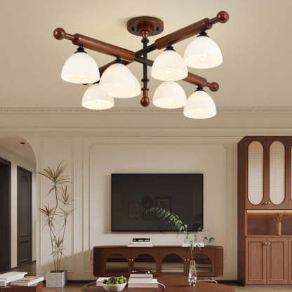 French Wood Branch Bowl 4/6/8-Light Ceiling Light