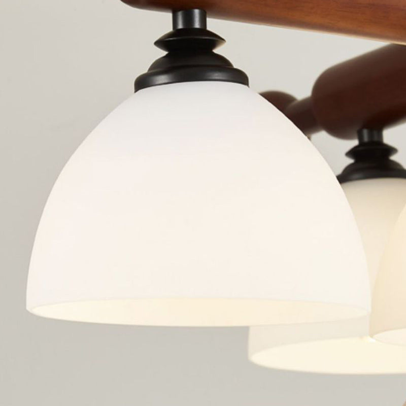 French Wood Branch Bowl 4/6/8-Light Ceiling Light
