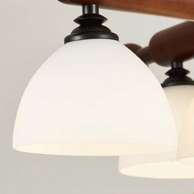 French Wood Branch Bowl 4/6/8-Light Ceiling Light