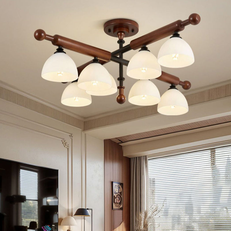 French Wood Branch Bowl 4/6/8-Light Ceiling Light — 6 / 110V-120V For US/CA