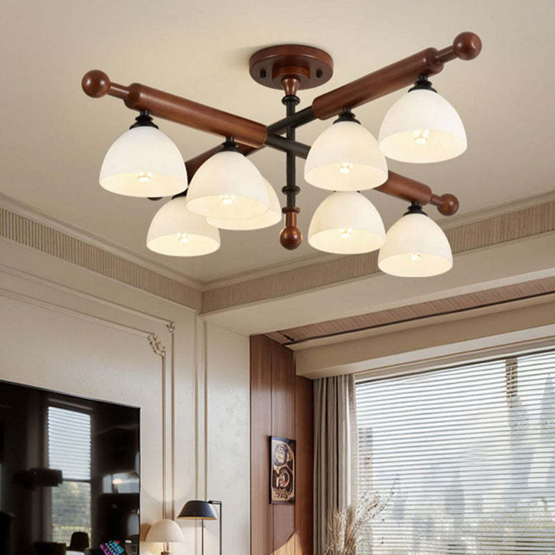 French Wood Branch Bowl 4/6/8-Light Ceiling Light — 6 / 110V-120V For US/CA