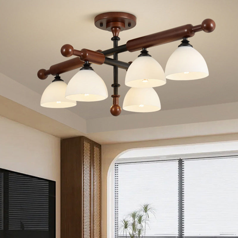 French Wood Branch Bowl 4/6/8-Light Ceiling Light — 4 / 220V-240V For UK/AU