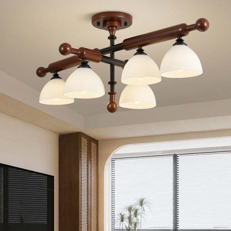 French Wood Branch Bowl 4/6/8-Light Ceiling Light — 4 / 220V-240V For UK/AU