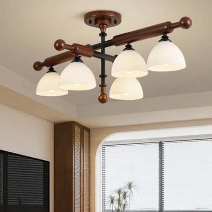 French Wood Branch Bowl 4/6/8-Light Ceiling Light — 4 / 220V-240V For UK/AU