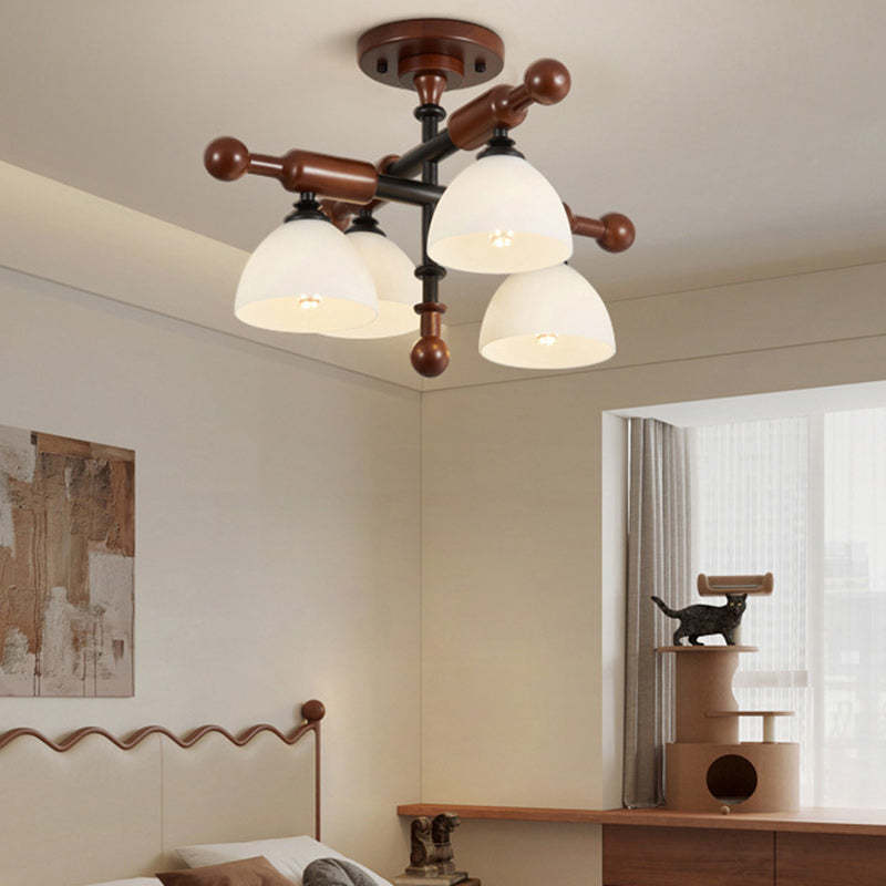 French Wood Branch Bowl 4/6/8-Light Ceiling Light — 4 / 110V-120V For US/CA