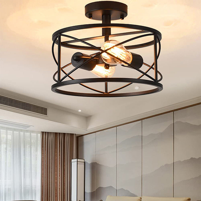 Industrial Iron 2/4-Light Ceiling Light — Square / 220V-240V For UK/AU