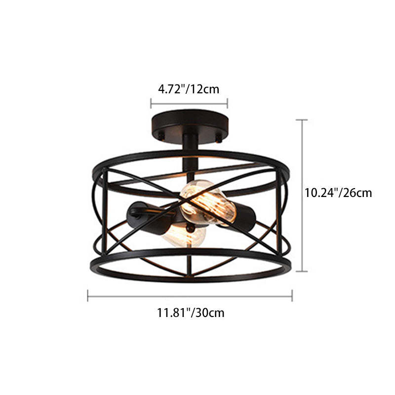 Industrial Iron 2/4-Light Ceiling Light — Round / 220V-240V For UK/AU