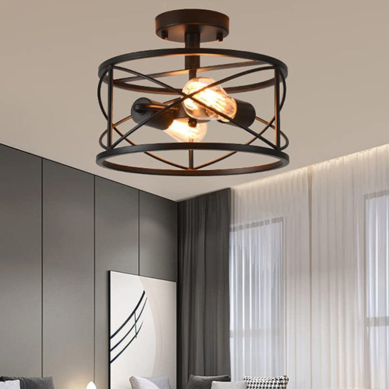 Industrial Iron 2/4-Light Ceiling Light — Square / 110V-120V For US/CA