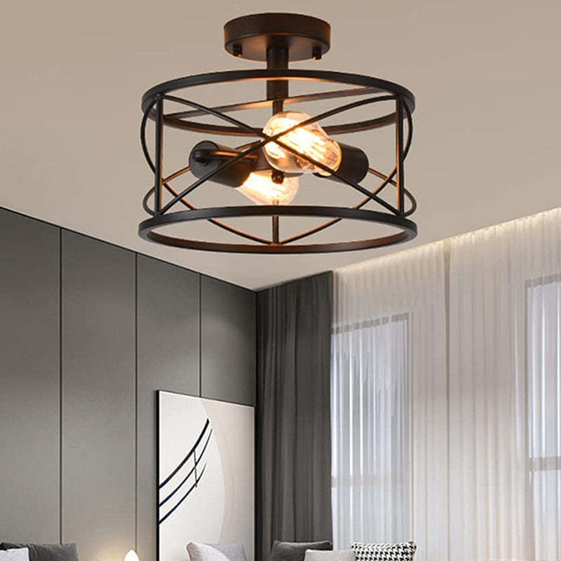 Industrial Iron 2/4-Light Ceiling Light — Square / 110V-120V For US/CA