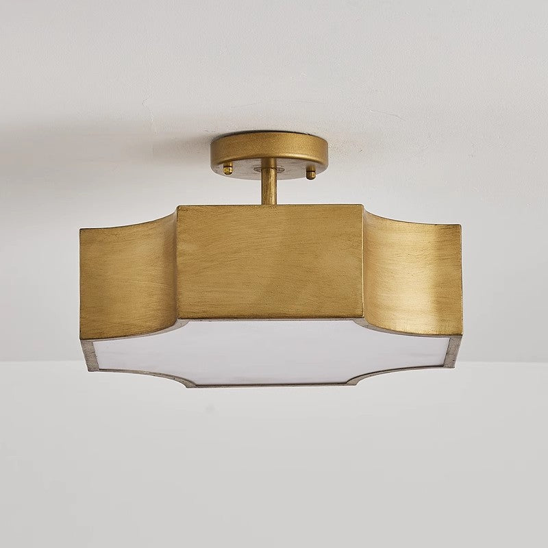 Retro Iron Quadrilateral 3-Light Ceiling Light