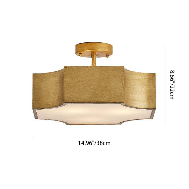 Retro Iron Quadrilateral 3-Light Ceiling Light