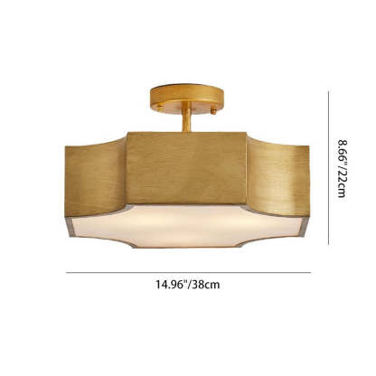 Retro Iron Quadrilateral 3-Light Ceiling Light