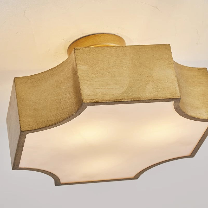 Retro Iron Quadrilateral 3-Light Ceiling Light