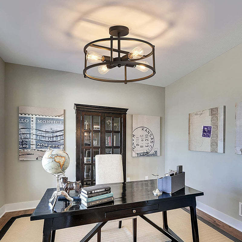 Contemporary frame semi-flush black semi-flush mount light, Lighom — 220V-240V (UK/AU