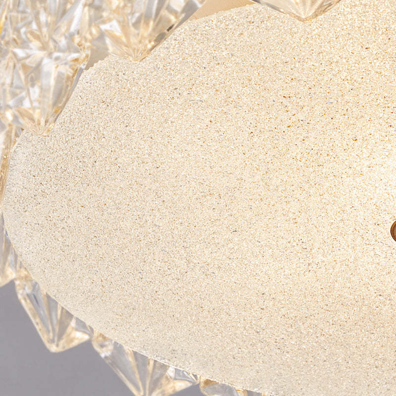 French Iron Glass Round Semi-Flush Ceiling Light - 5L