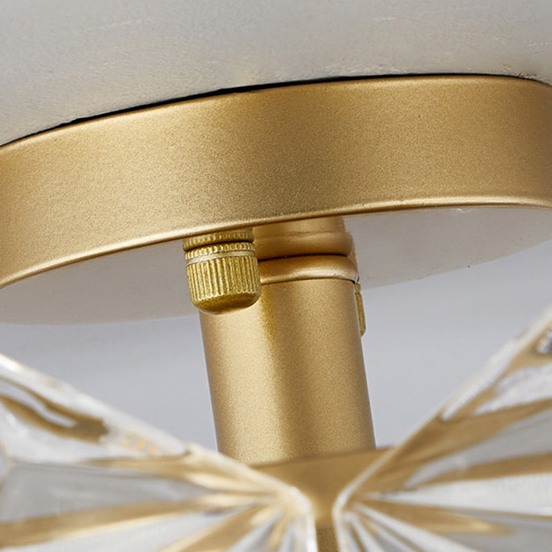 French Iron Glass Round Semi-Flush Ceiling Light - 5L