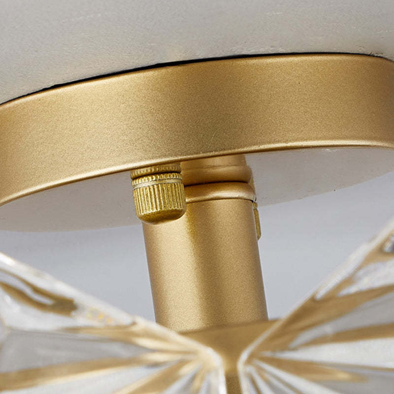 French Iron Glass Round Semi-Flush Ceiling Light - 5L